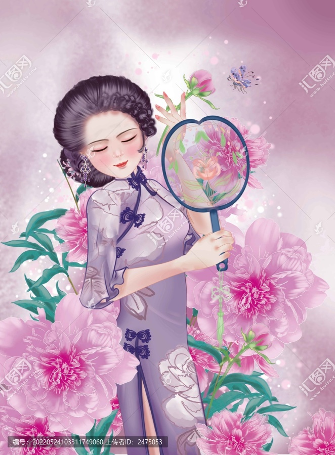 手繪旗袍美人