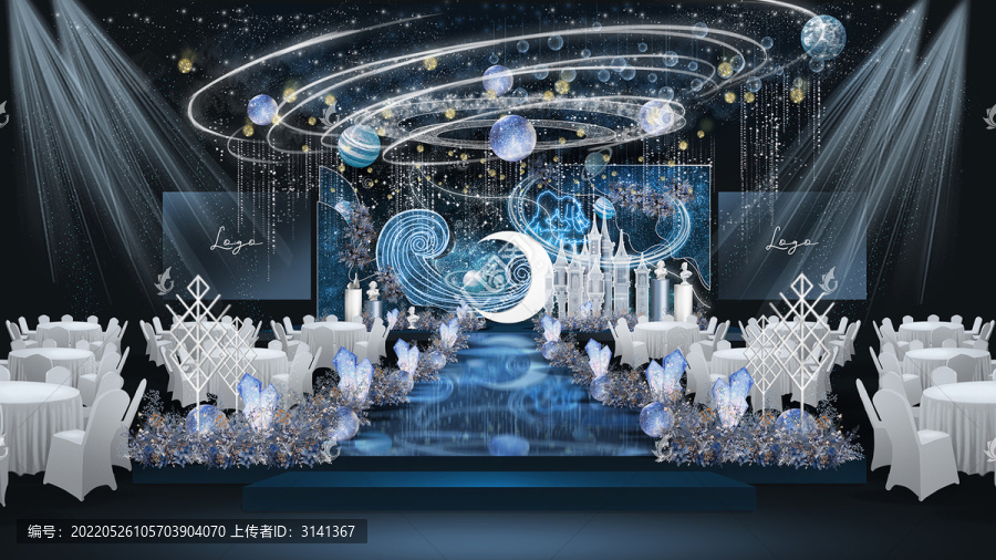 藍(lán)色星空婚禮背景效果圖