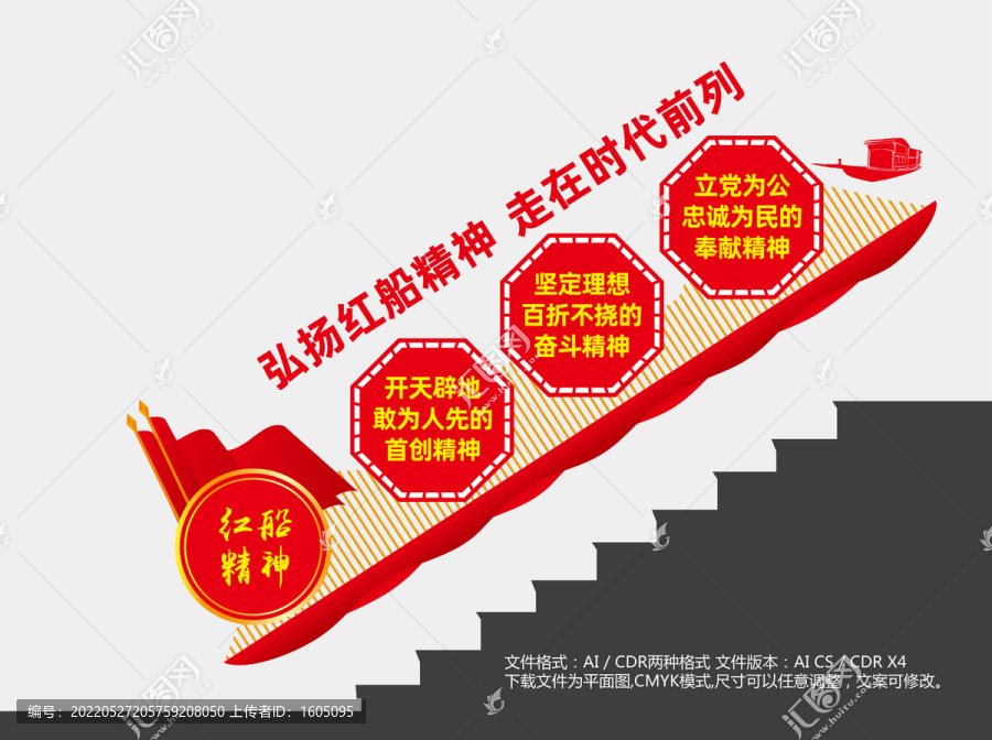 紅船精神樓梯文化墻