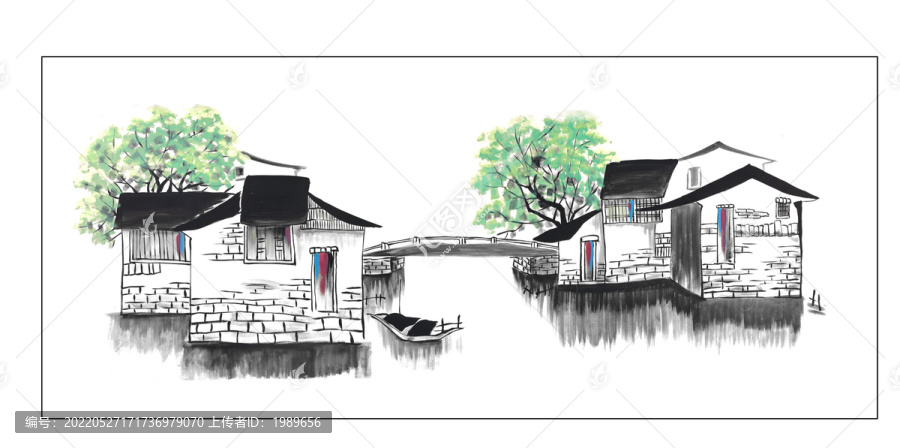 春意江南水墨畫