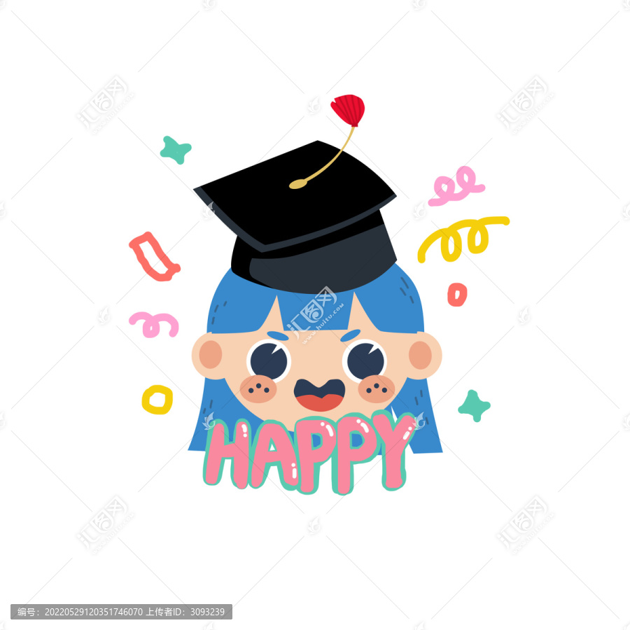 畢業(yè)季小女孩頭像插畫