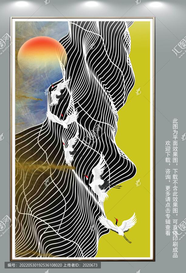 高端金線仙鶴裝飾畫