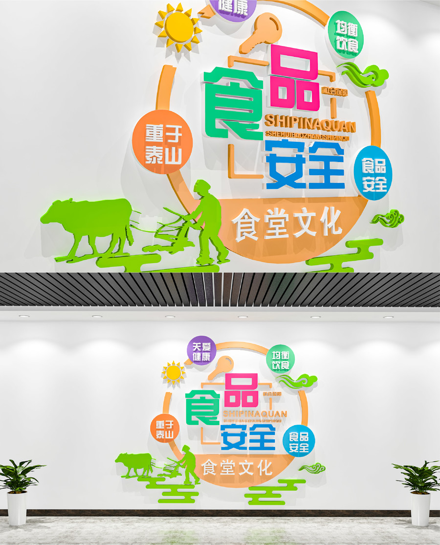 食品安全關(guān)注食品食堂文化墻