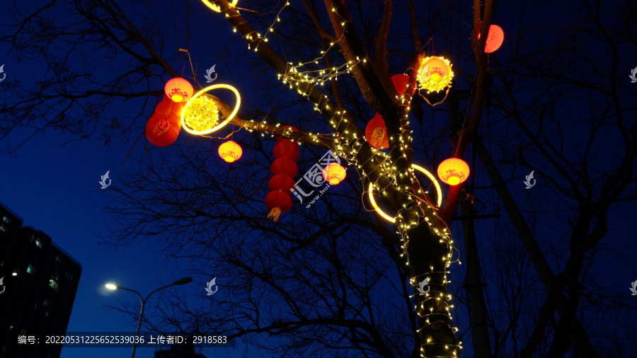 春节花灯节日气氛霓虹灯城市