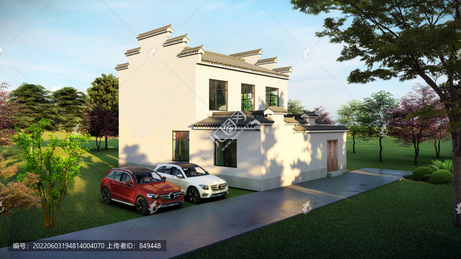 現(xiàn)代中式馬頭墻仿古四合院