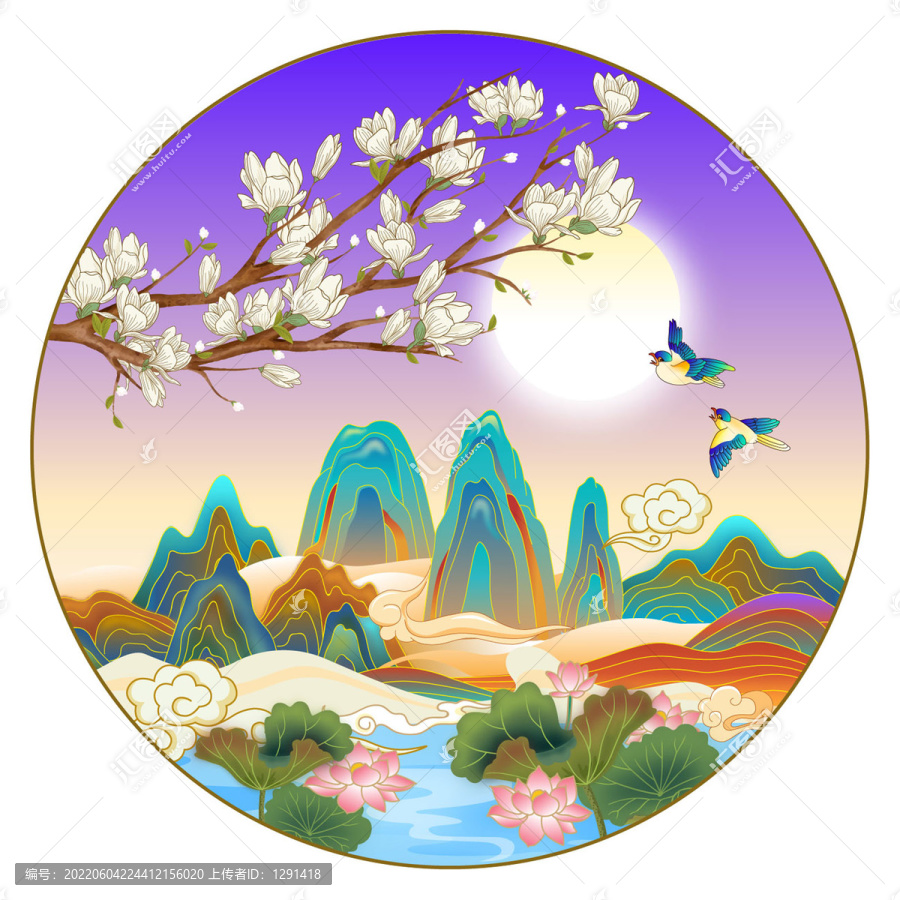 國潮山水花鳥圖