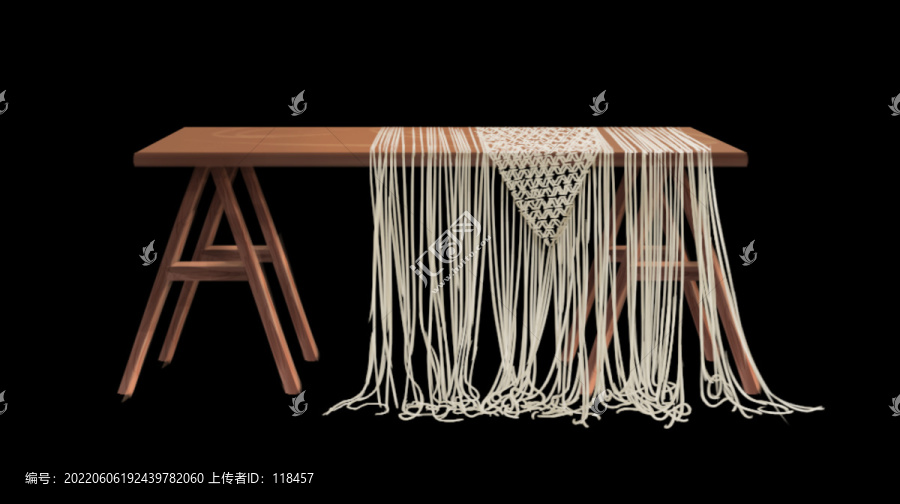 波西米亚编织长条桌手绘素材