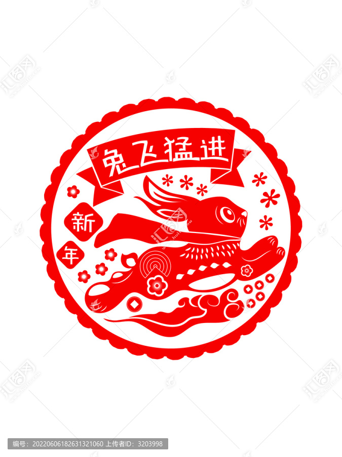 兔年紅色窗花
