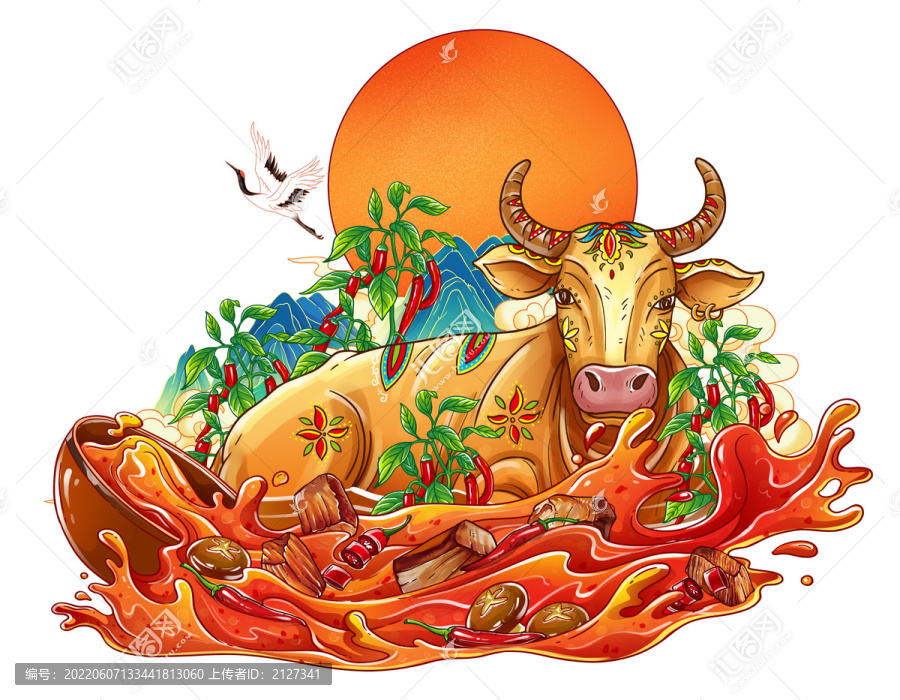牛肉醬包裝插畫(huà)