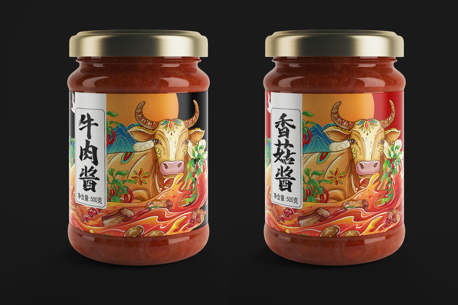 牛肉醬包裝插畫(huà)