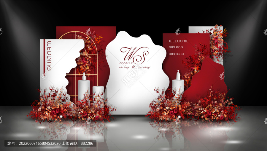 莫蘭迪紅白色婚禮設(shè)計(jì)