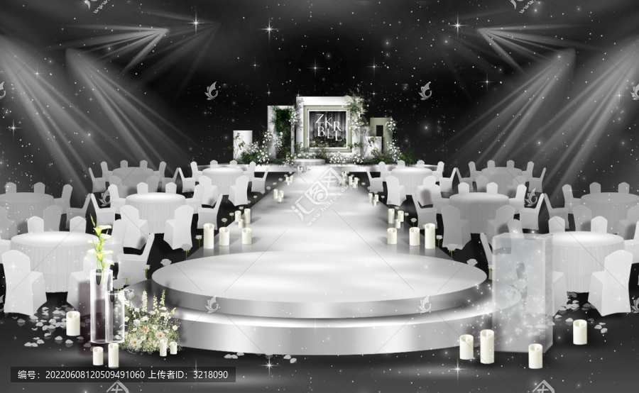 白绿色韩式极简婚礼仪式区