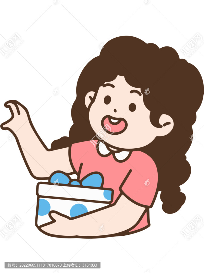 父親節(jié)貼紙拿禮物的女孩