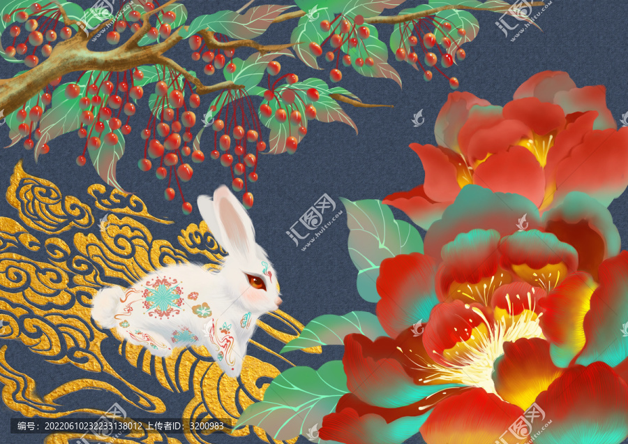 國(guó)風(fēng)插畫(huà)神獸系列之卯兔