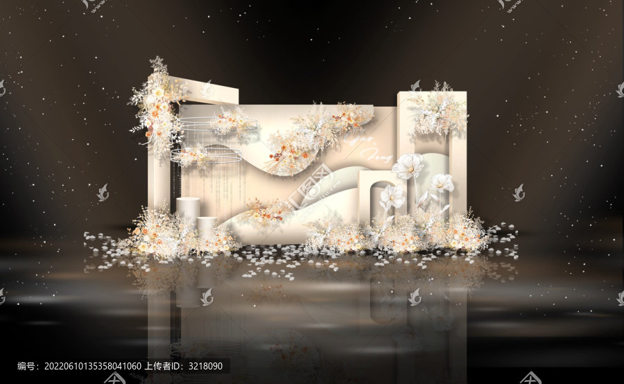 香檳色小眾婚禮迎賓區(qū)