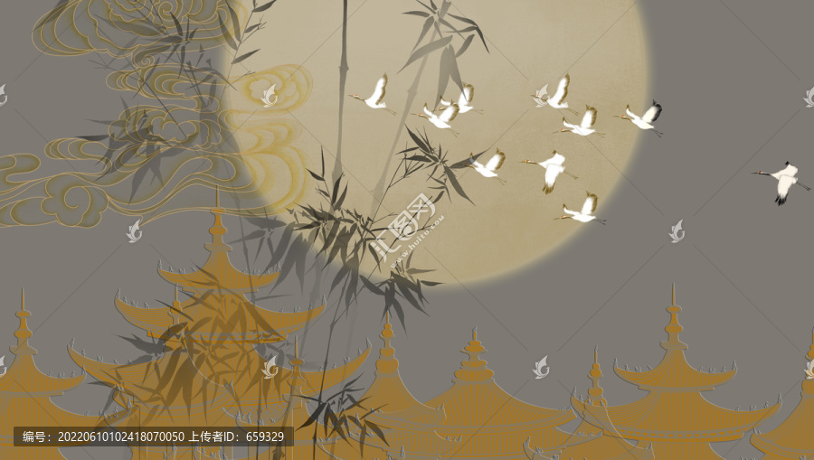 國潮古代建筑插畫