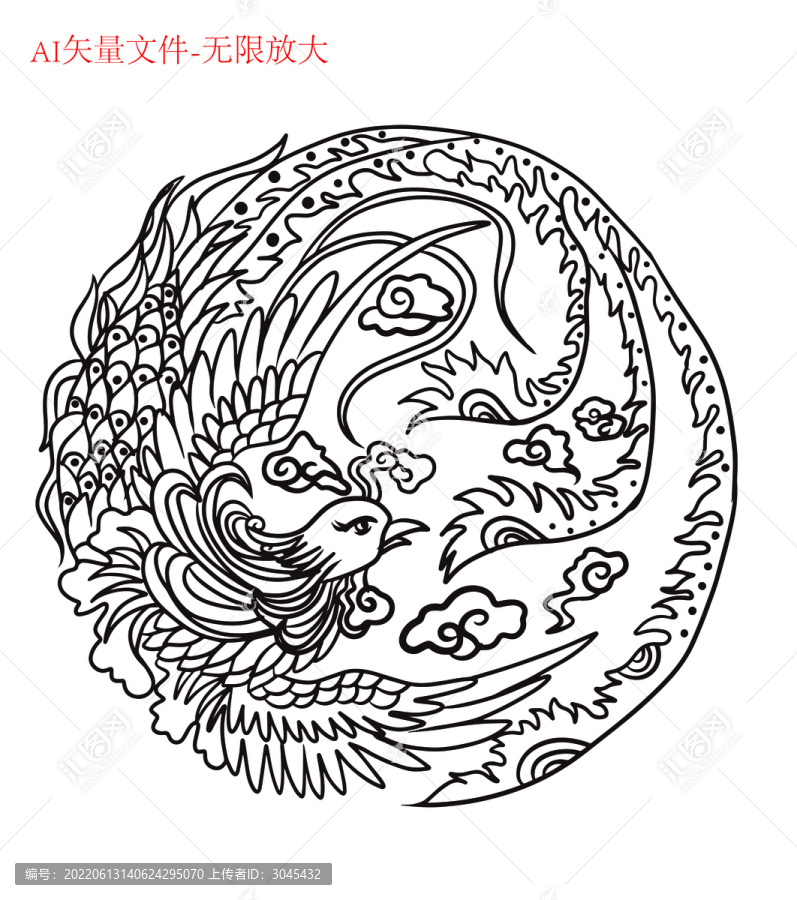 鳳紋矢量中國傳統(tǒng)元素