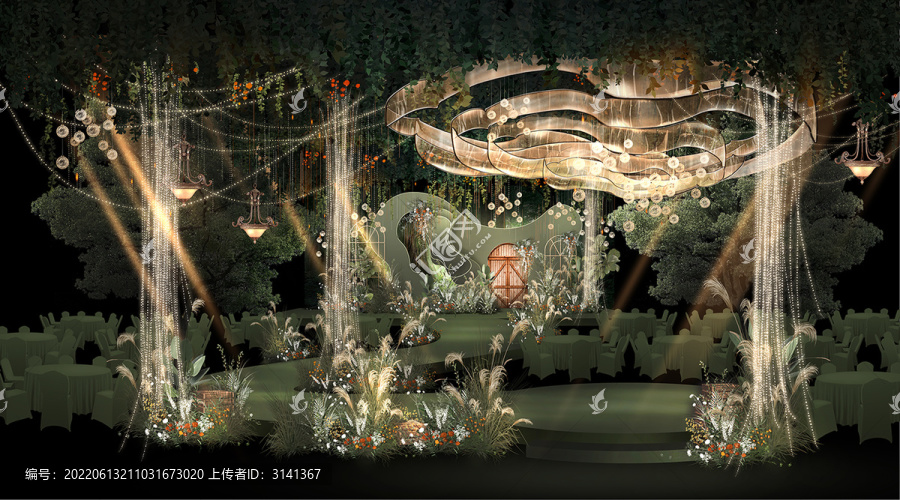 夢幻森系婚禮背景效果圖