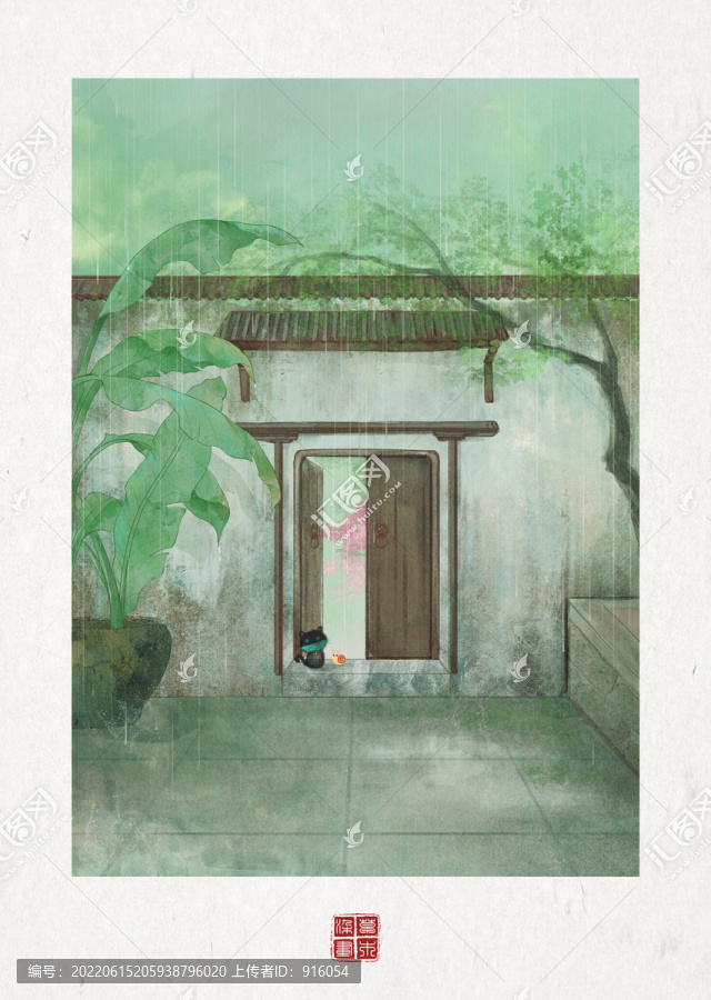 雨打芭蕉