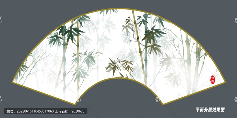 竹影折扇插畫