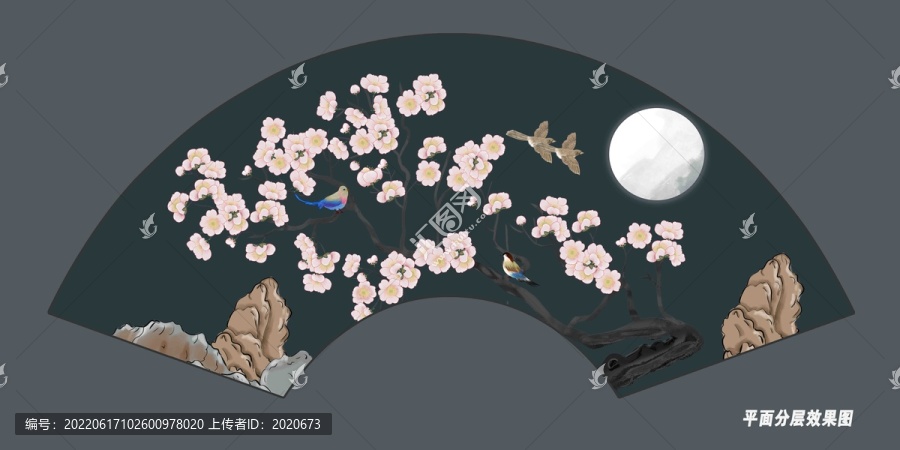 折扇裝飾花鳥
