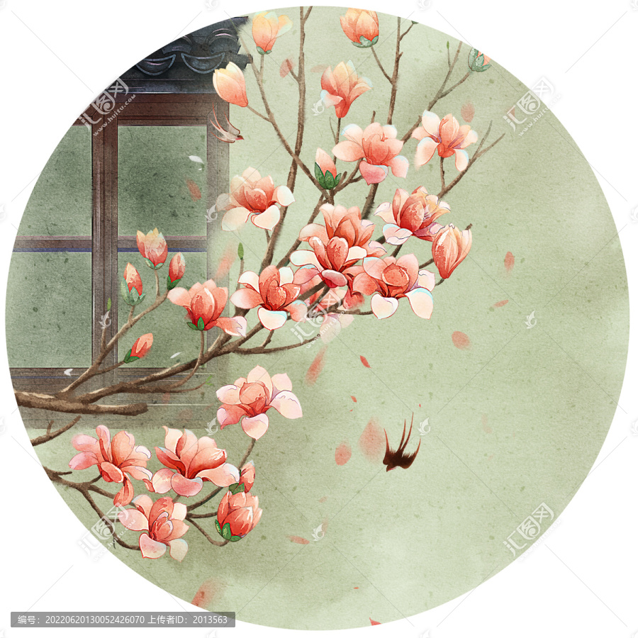 古風(fēng)玉蘭花插畫