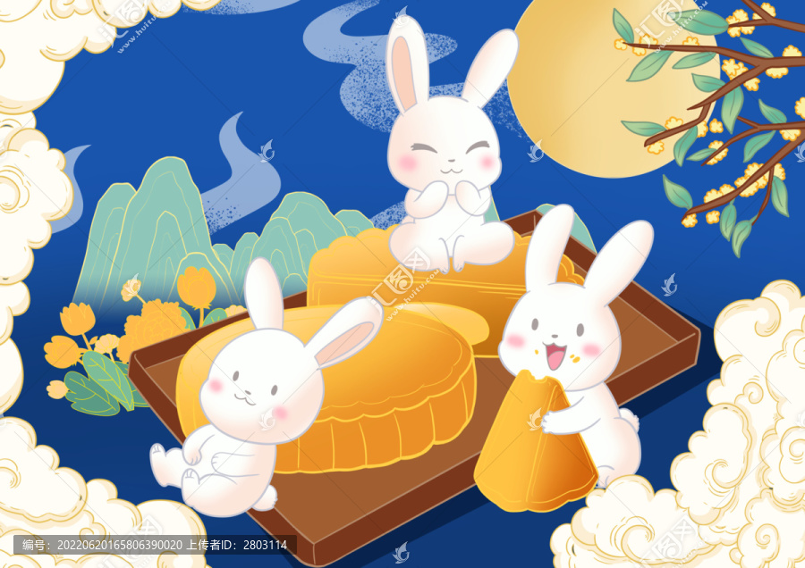中秋節(jié)月餅包裝插畫
