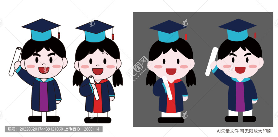 卡通兒童幼兒畢業(yè)小博士