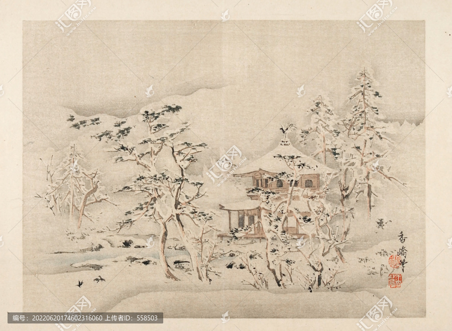 雪后國畫山水小品