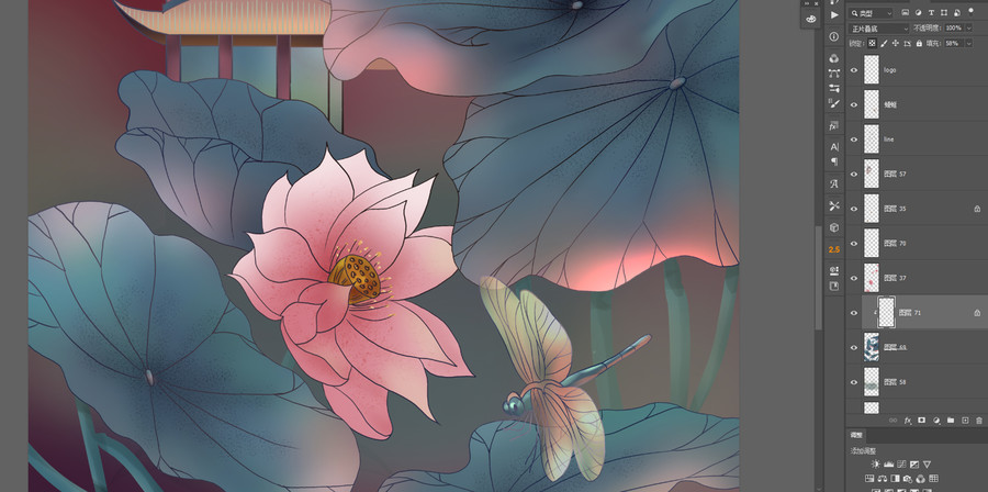 國風(fēng)荷花插畫