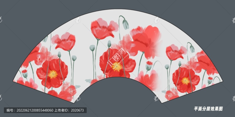 折扇虞美人插畫(huà)