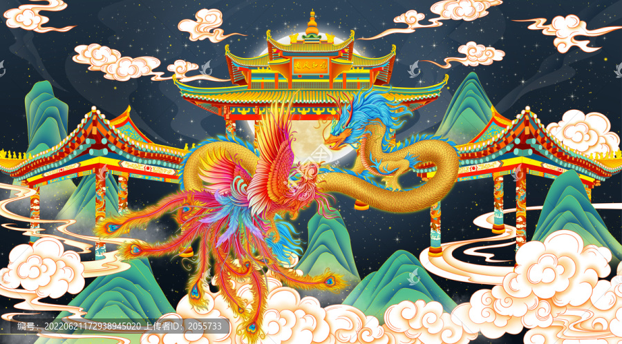 國潮國風(fēng)龍鳳合鳴