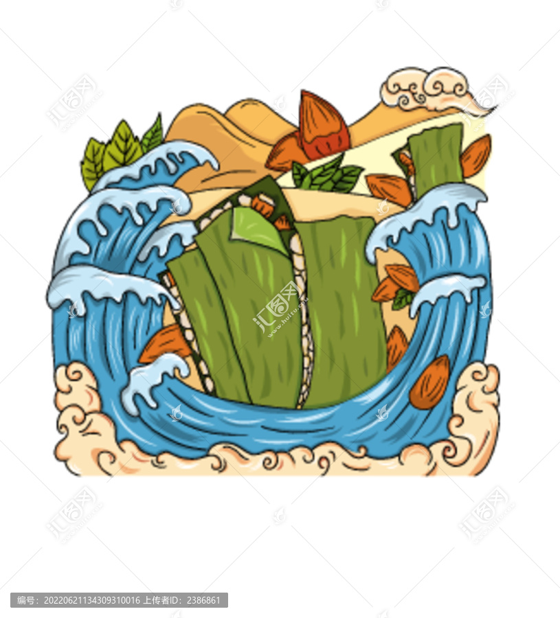 巴旦木夾心海苔國潮插畫