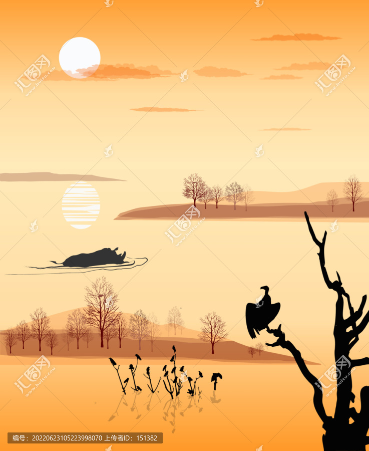 橙色夕陽