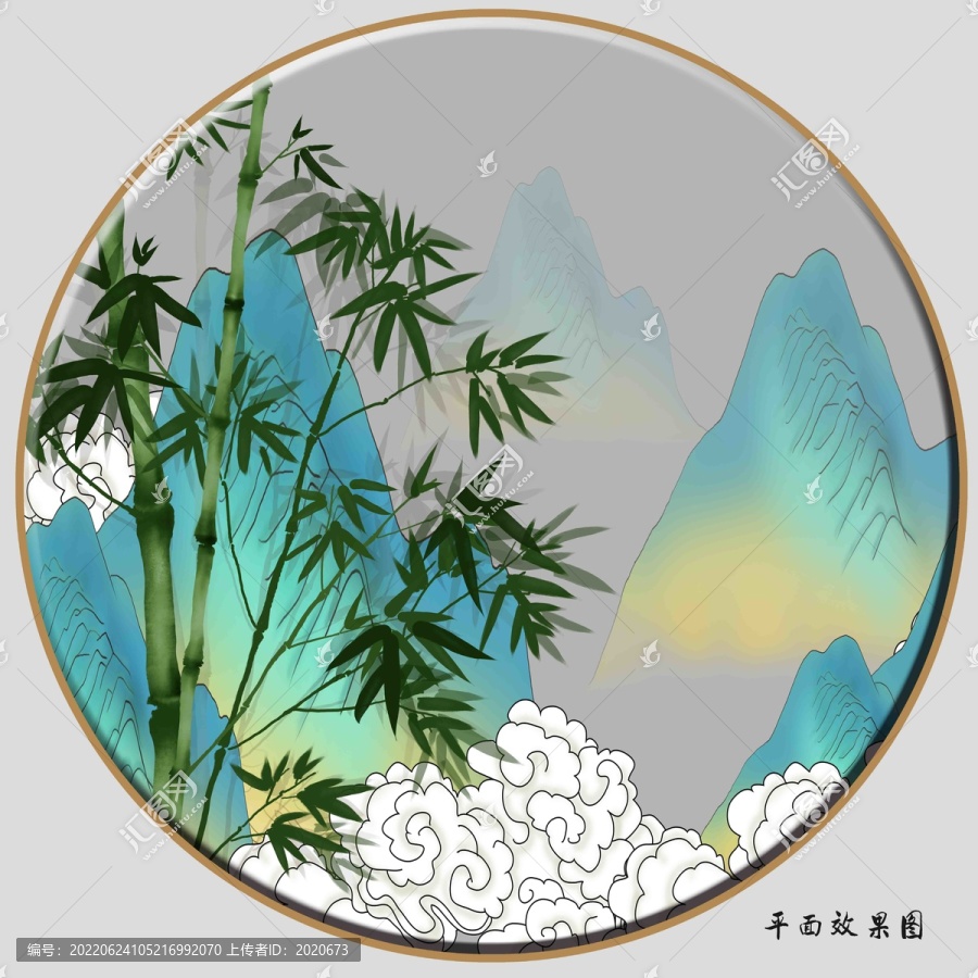 國潮山水插畫