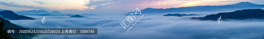 山村晨霧全景接片