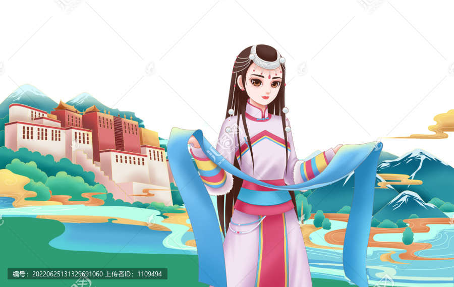 西藏布達拉宮插畫