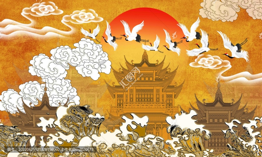 瑞鶴圖高端壁畫