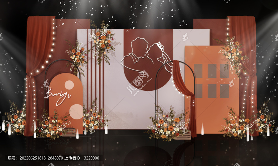 焦糖色婚禮合影迎賓