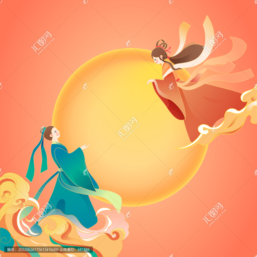 七夕節(jié)牛郎織女鵲橋相會插畫