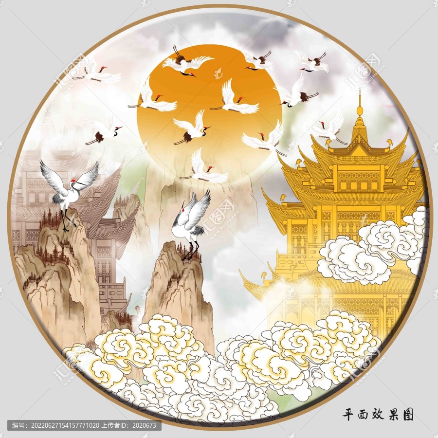 閣樓仙鶴瑞鶴圖