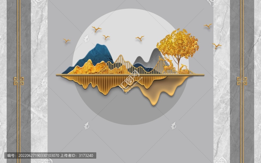 3D立體山水背景墻