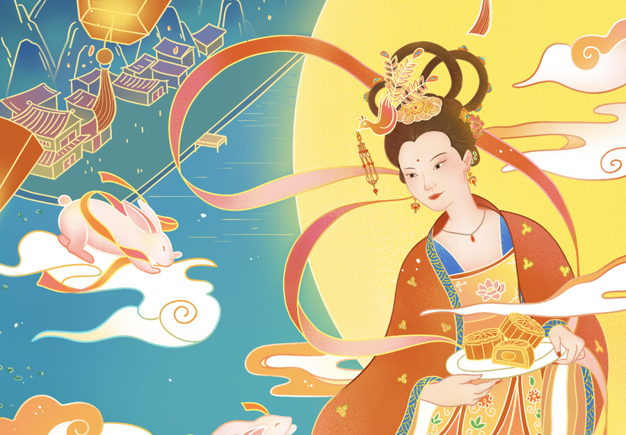 中秋節(jié)插畫海報