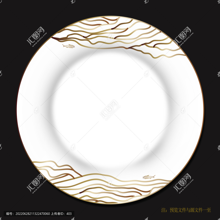 金色線條瓷盤餐具花紙?jiān)O(shè)計(jì)