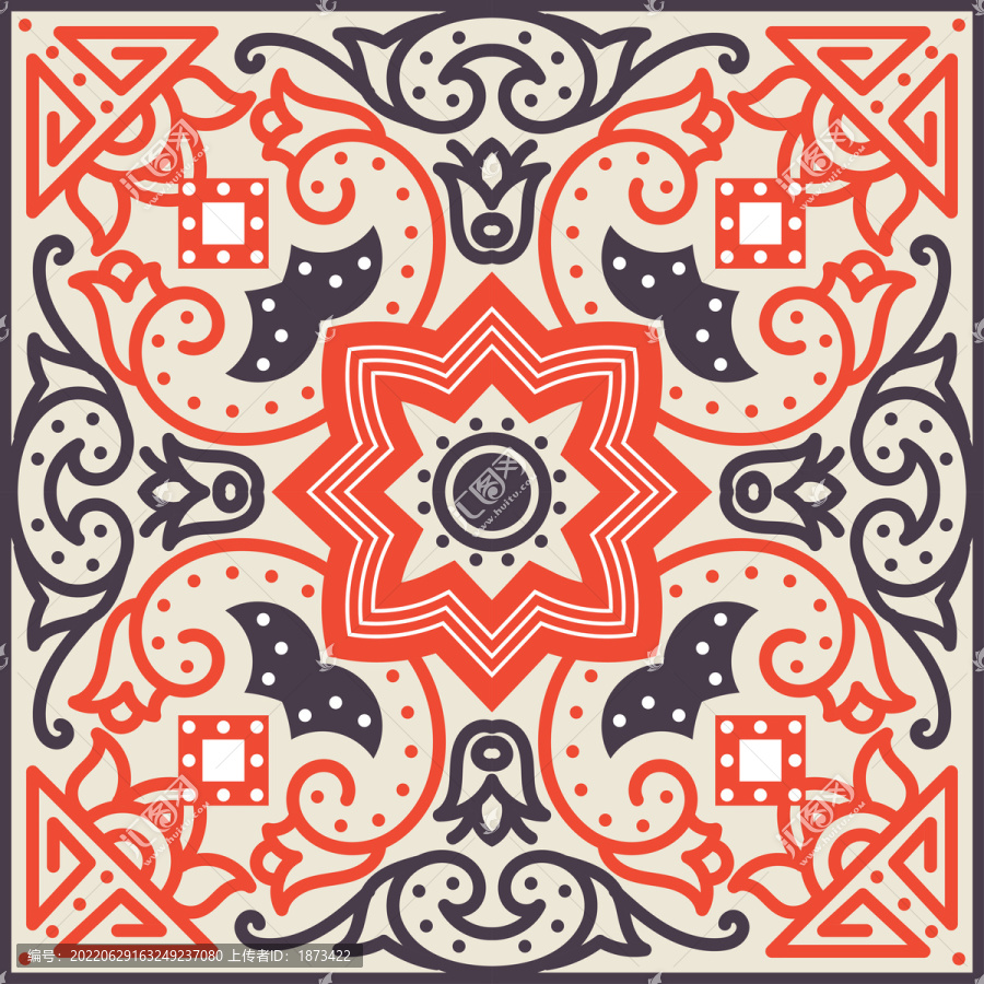 紅色花磚紋理插圖
