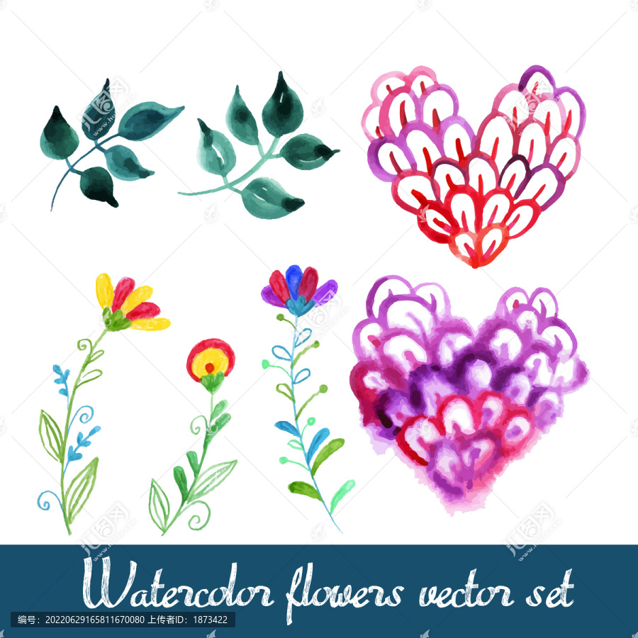 可愛花卉水彩插圖