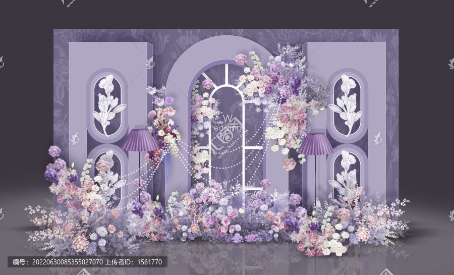 紫色法式婚禮效果圖