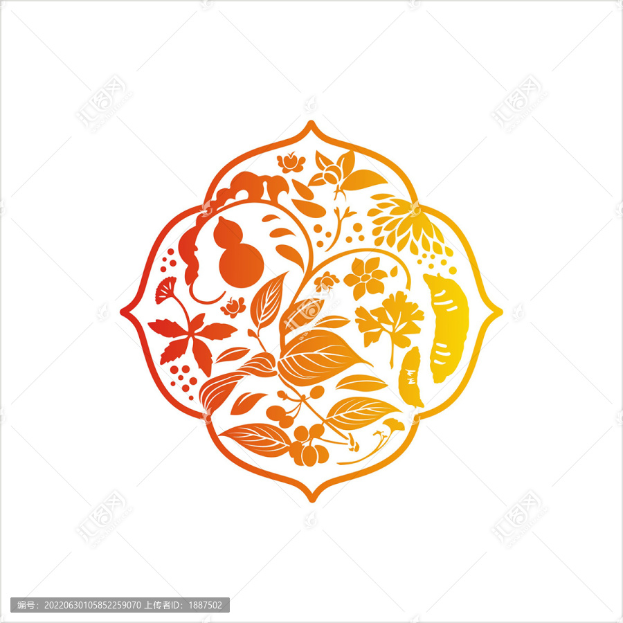 如意窗花草藥圖葫蘆三七