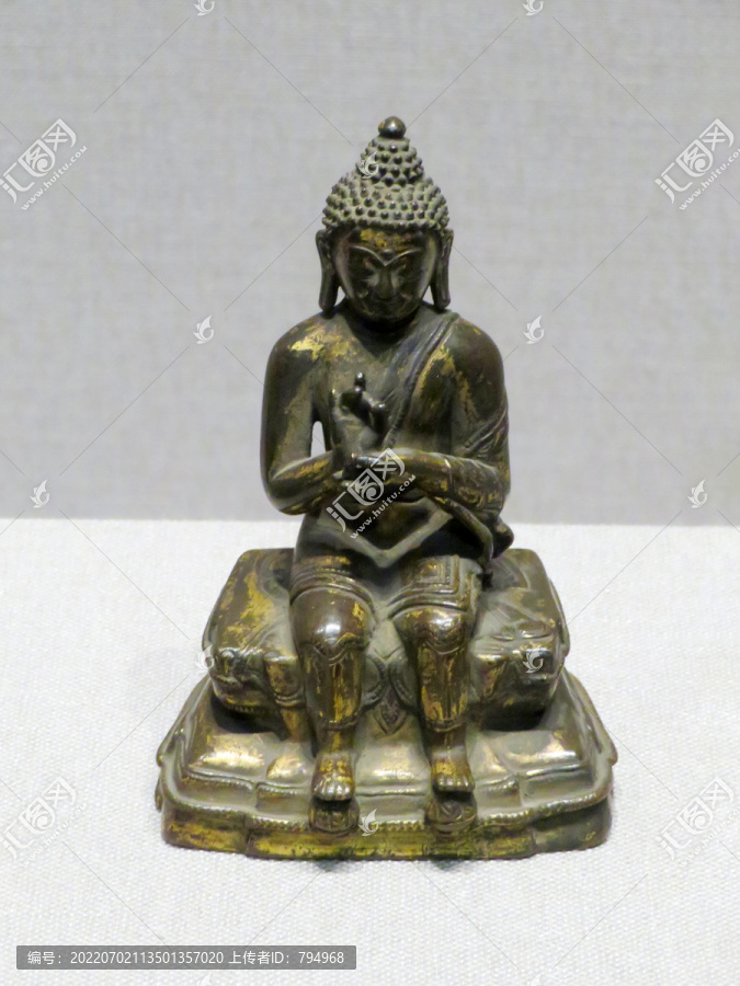 明代铜鎏金弥勒佛像