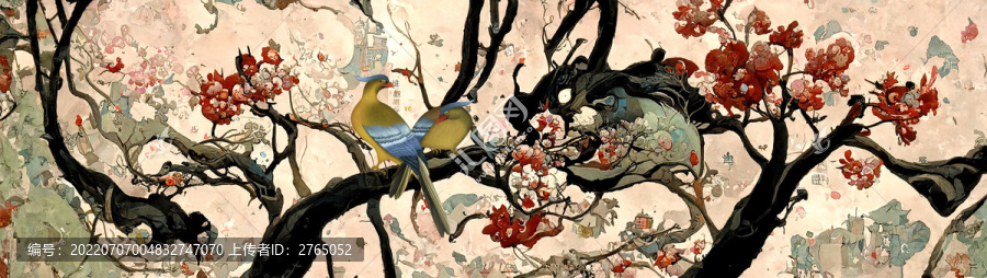 工筆梅花花鳥
